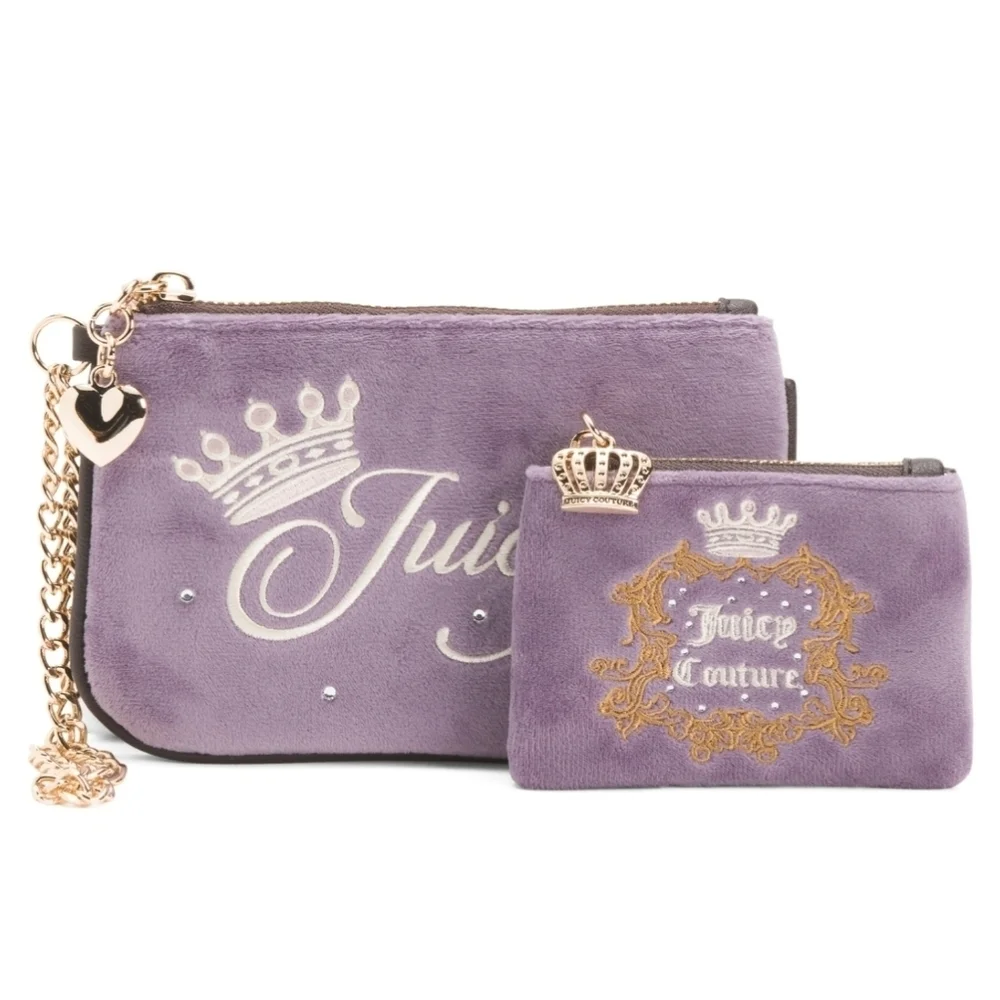 💜🔹️Juicy Couture 🔹️Dusty Violet Heritage” Velour Wristlet Gift Set